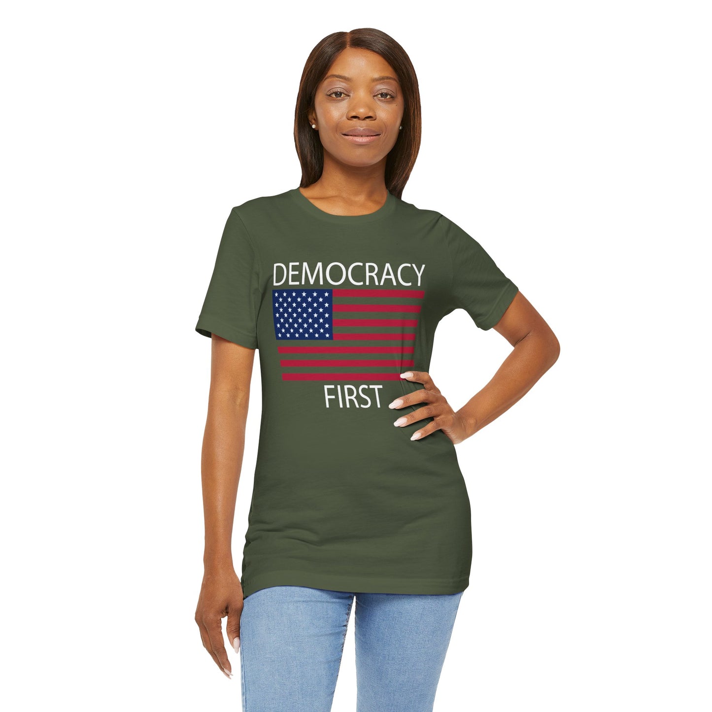 Democracy First Short Sleeve Tee w/ Logo
