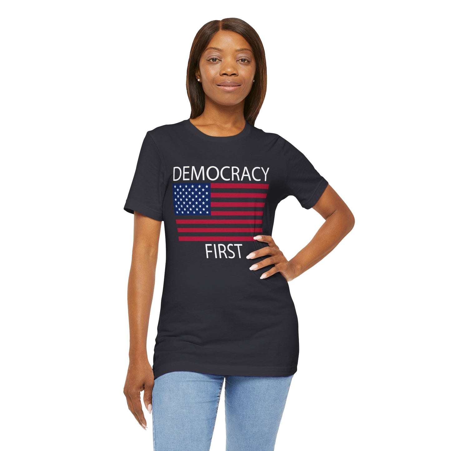Democracy First Short Sleeve Tee w/ Logo