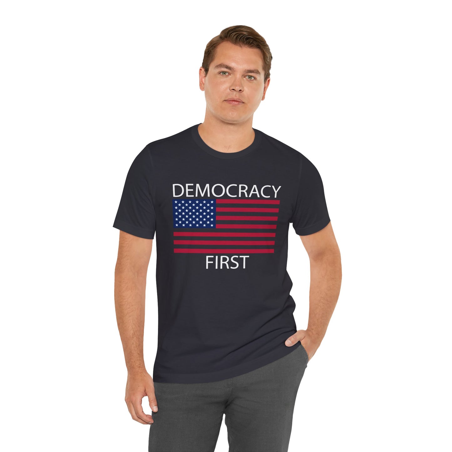 Democracy First Short Sleeve Tee w/ Logo