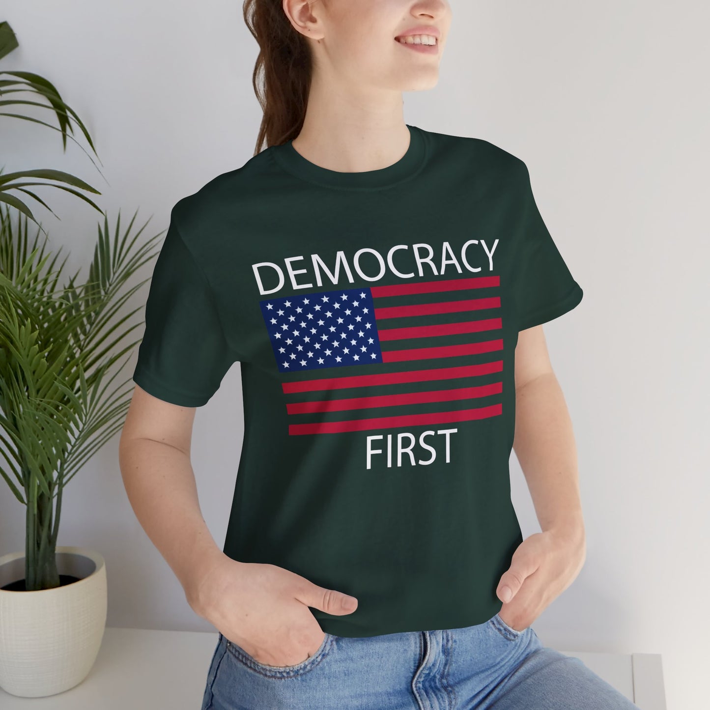 Democracy First Short Sleeve Tee w/ Logo
