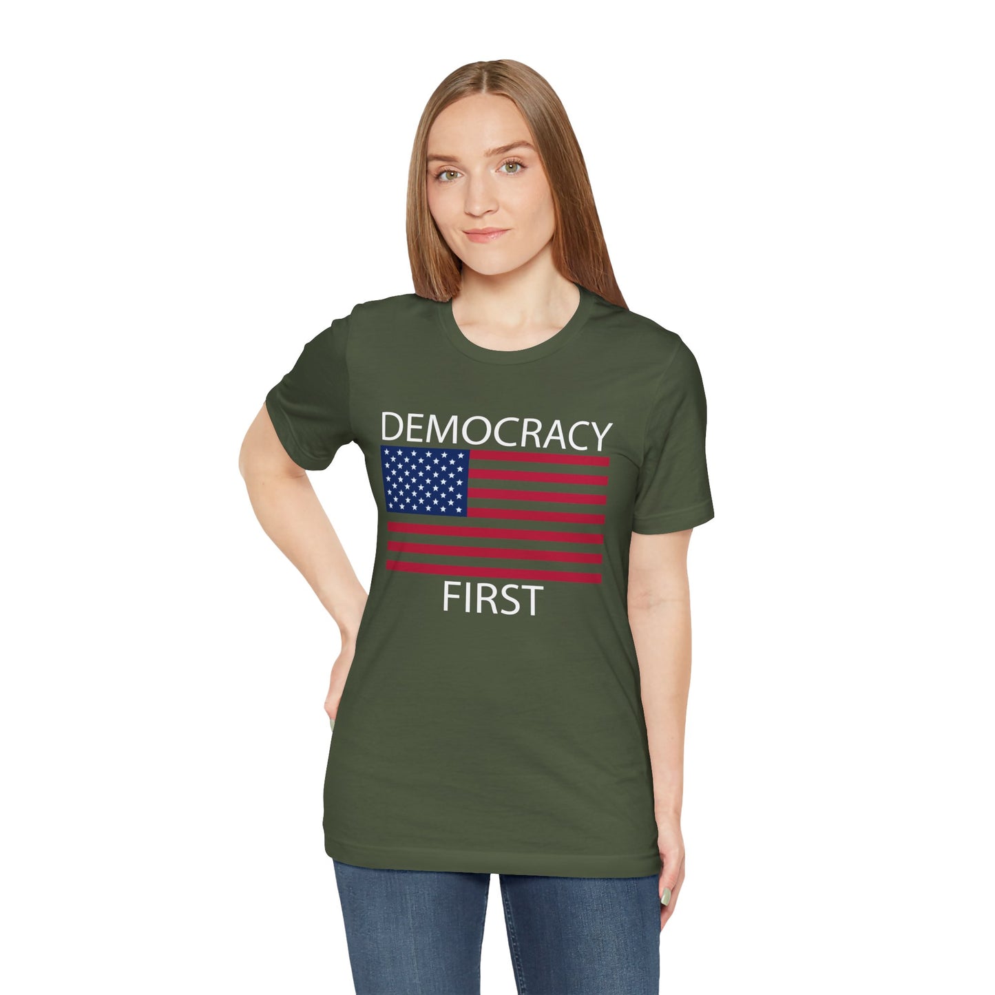 Democracy First Short Sleeve Tee w/ Logo