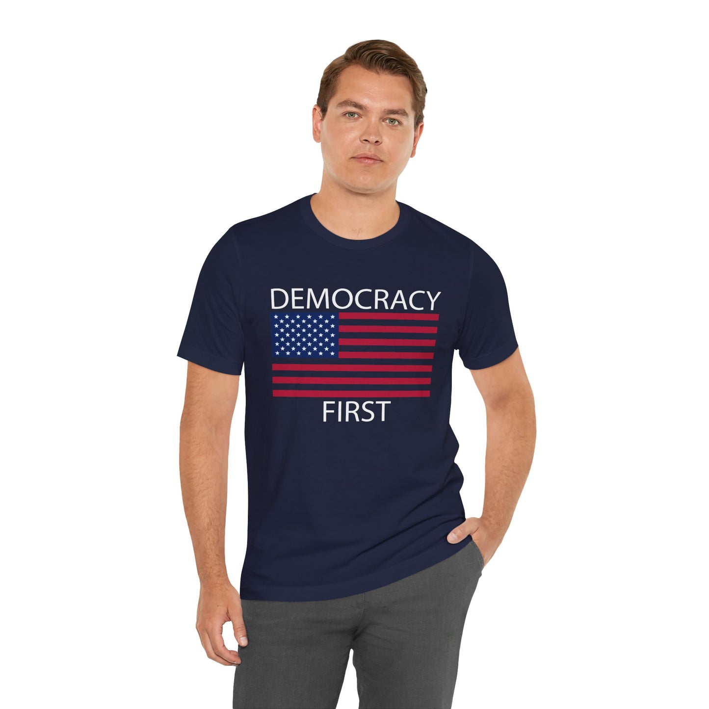 Democracy First Short Sleeve Tee w/ Logo