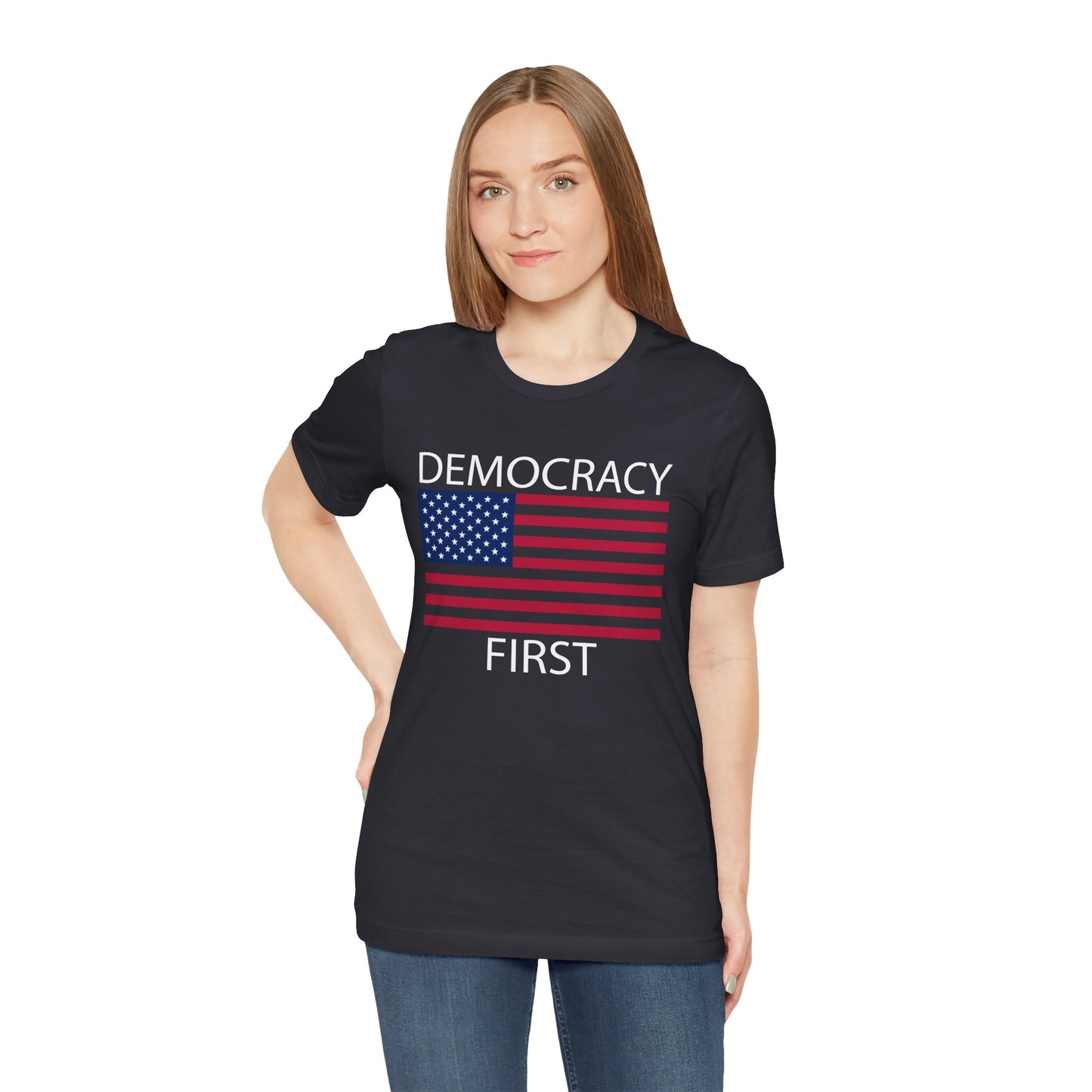 Democracy First Short Sleeve Tee w/ Logo