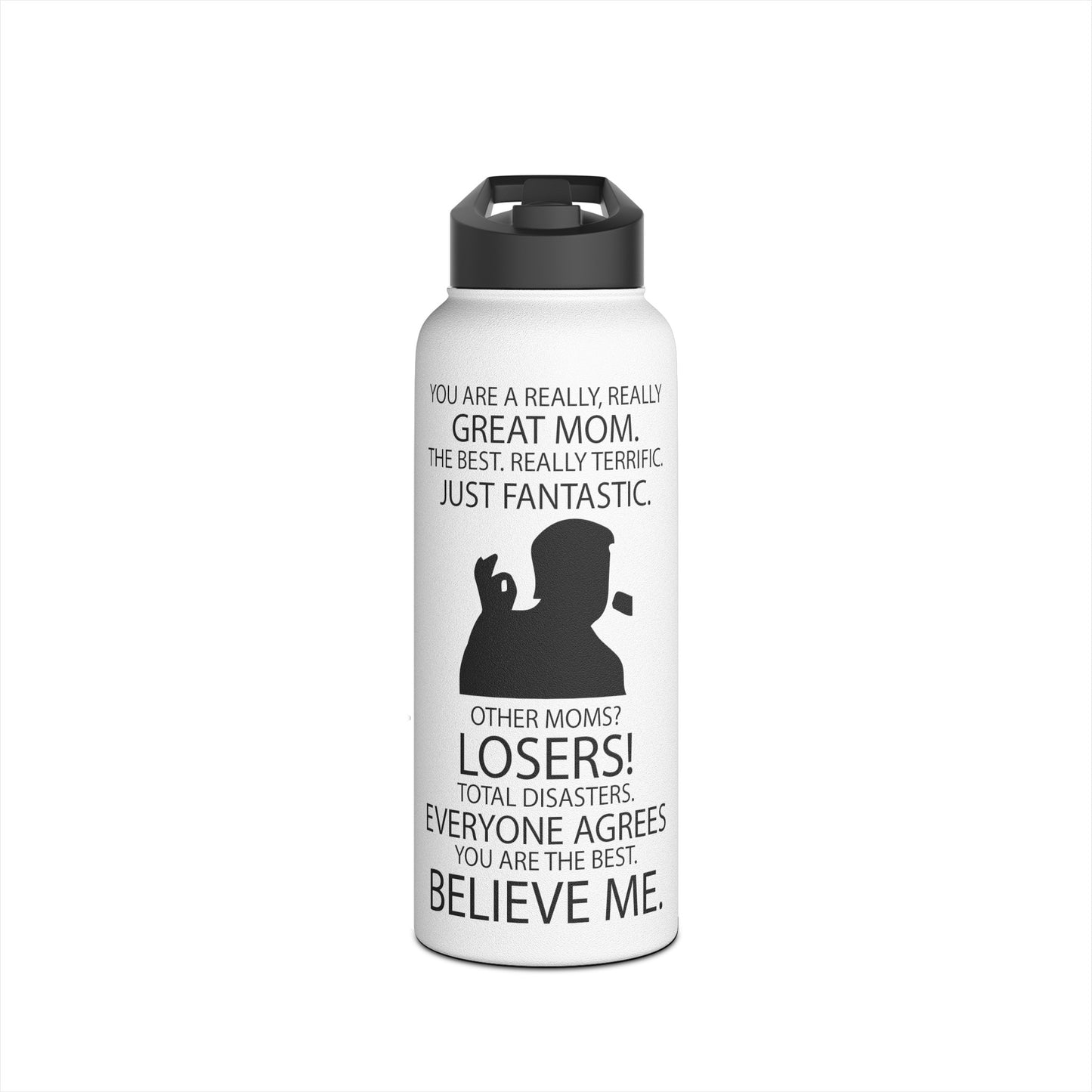 Great Mom Stainless Steel Water Bottle, Standard Lid