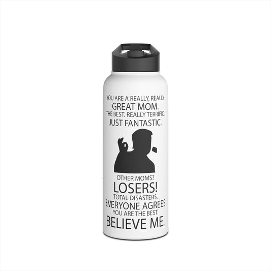 Great Mom Stainless Steel Water Bottle, Standard Lid