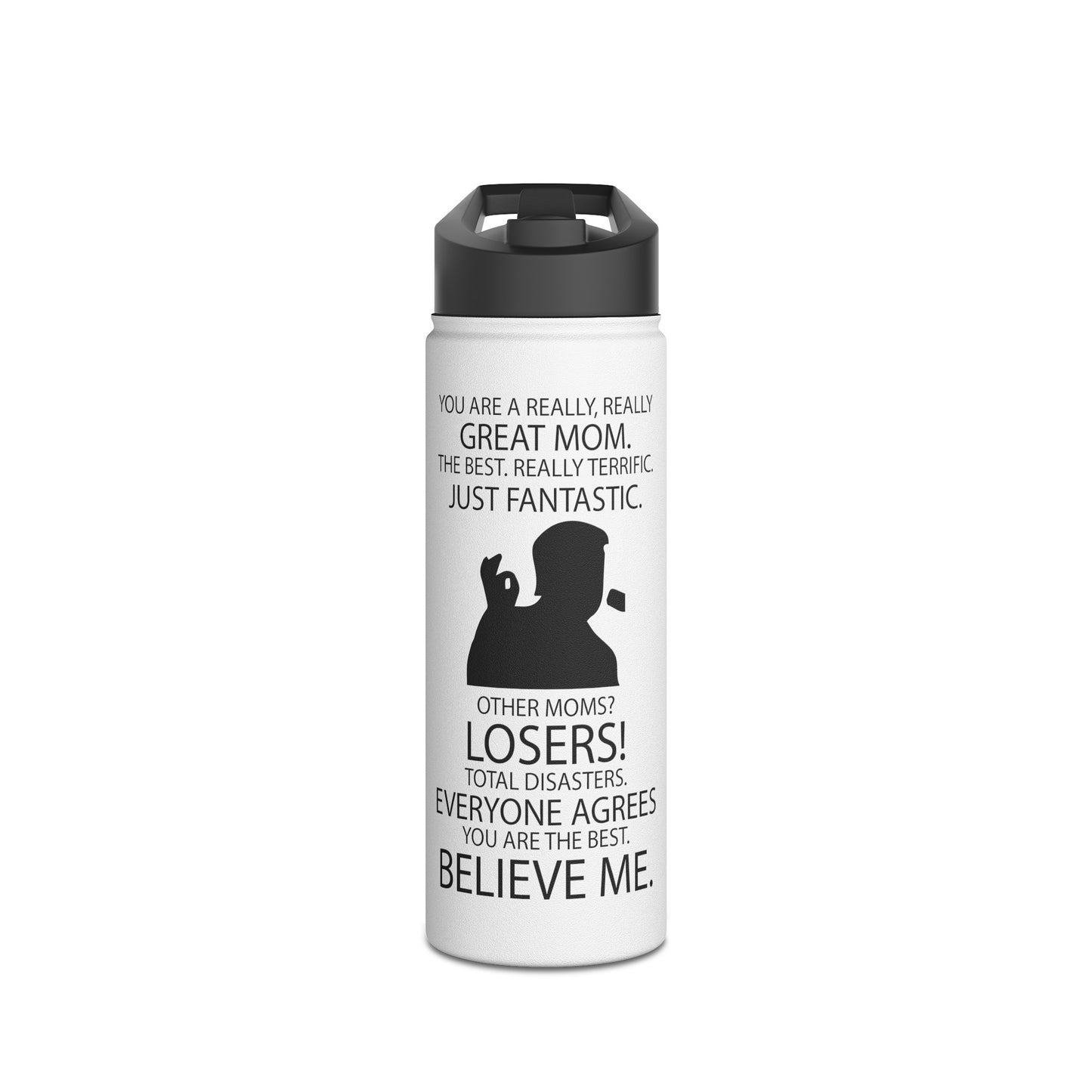 Great Mom Stainless Steel Water Bottle, Standard Lid