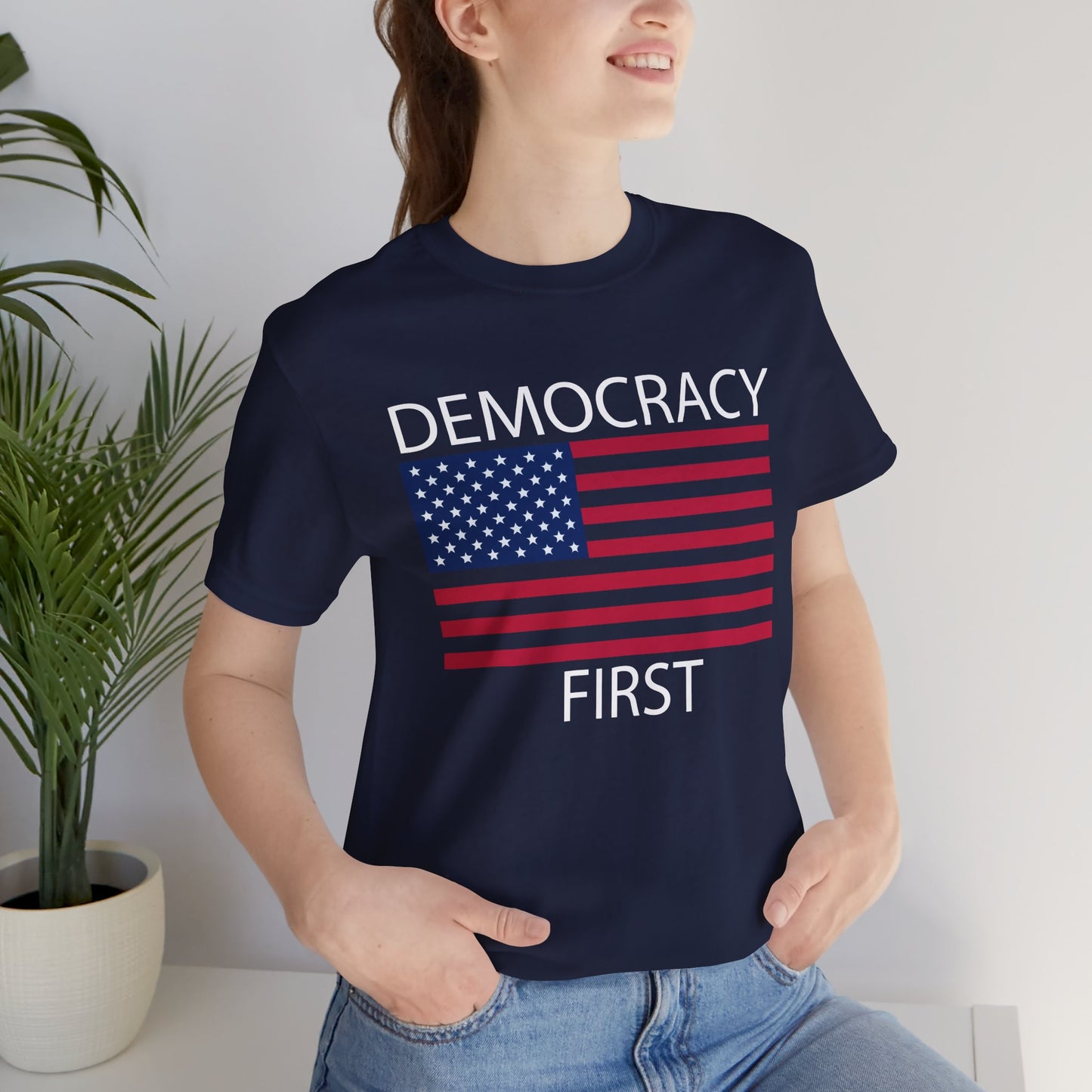 Democracy First Short Sleeve Tee w/ Logo