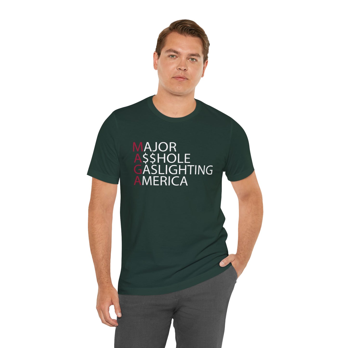 MAGA - Major A$$hole Gaslighting America Short Sleeve Tee w/ Logo