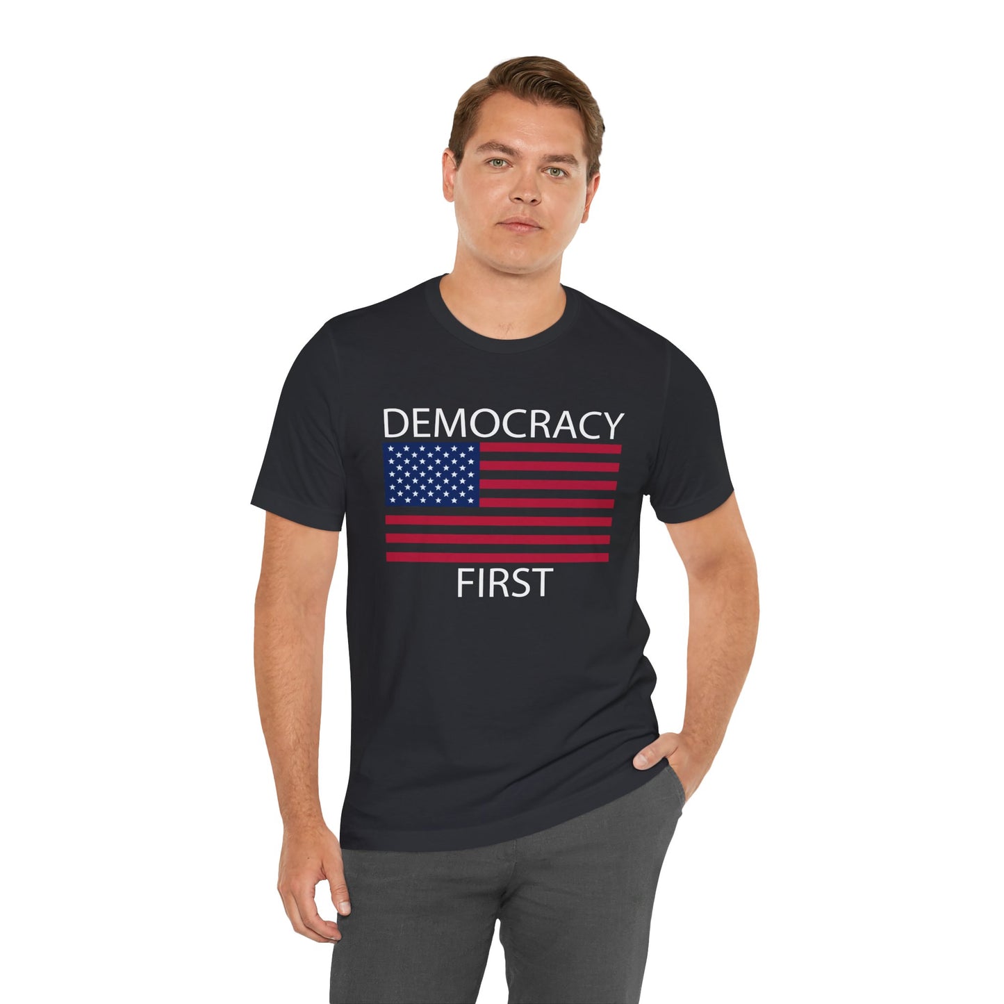 Democracy First Short Sleeve Tee w/ Logo