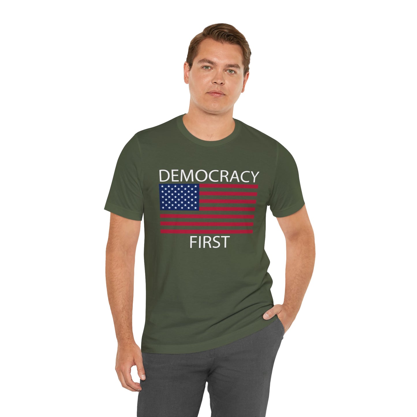 Democracy First Short Sleeve Tee w/ Logo