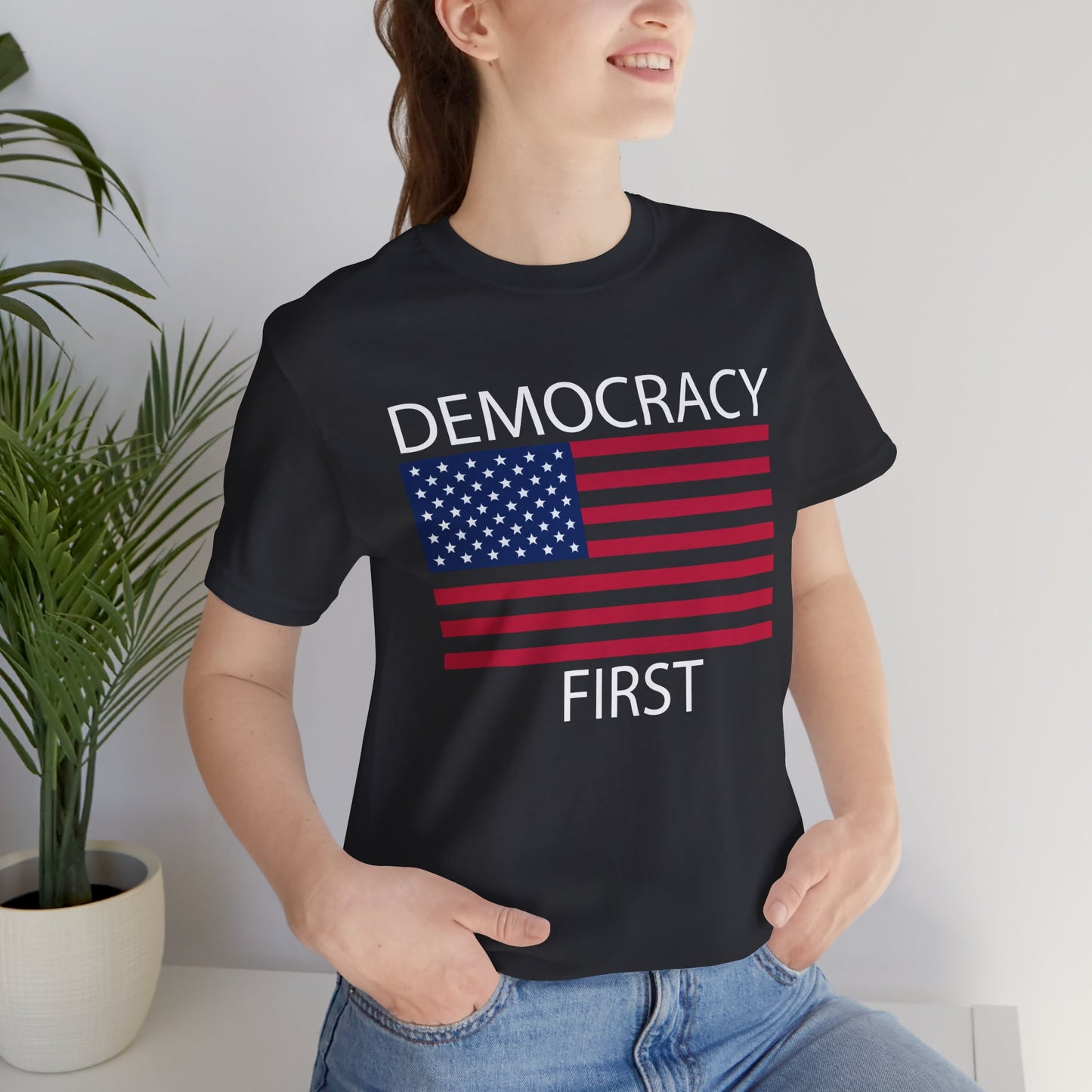 Democracy First Short Sleeve Tee w/ Logo