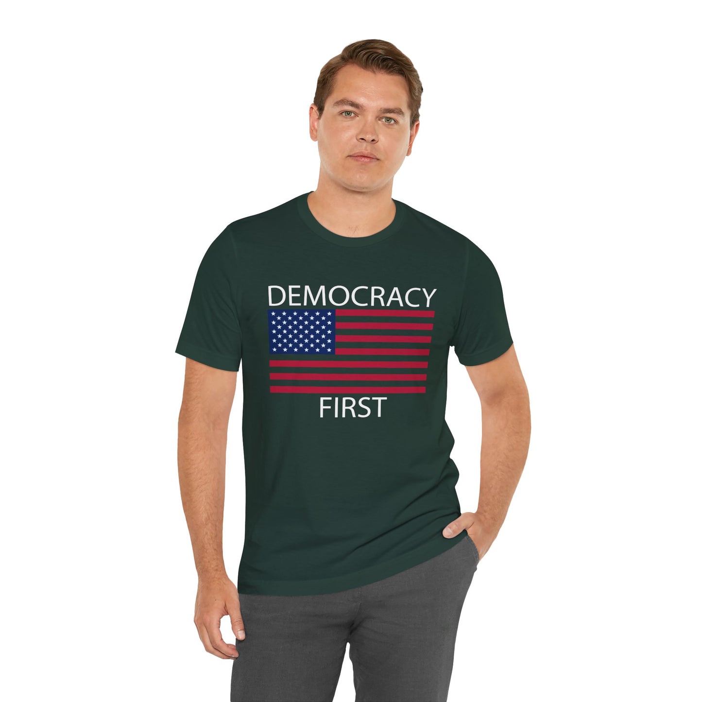 Democracy First Short Sleeve Tee w/ Logo