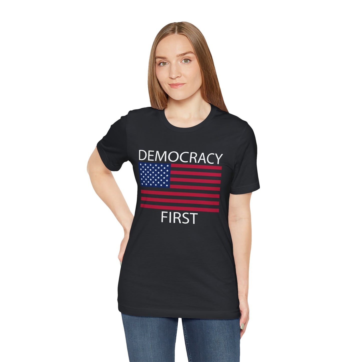 Democracy First Short Sleeve Tee w/ Logo
