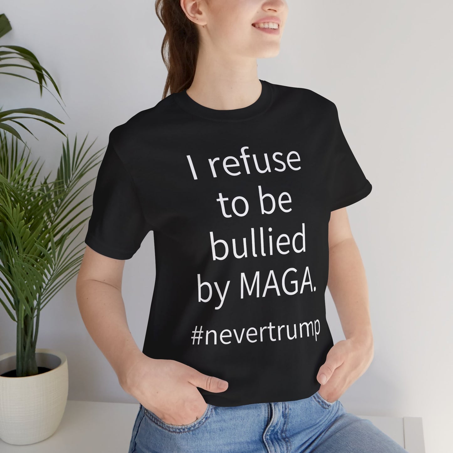 I Refuse to be Bullied by MAGA Sleeve Tee w/ Logo