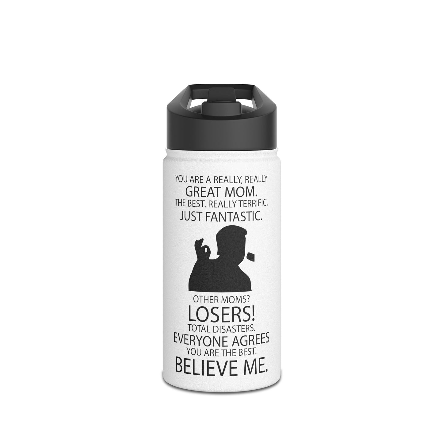 Great Mom Stainless Steel Water Bottle, Standard Lid
