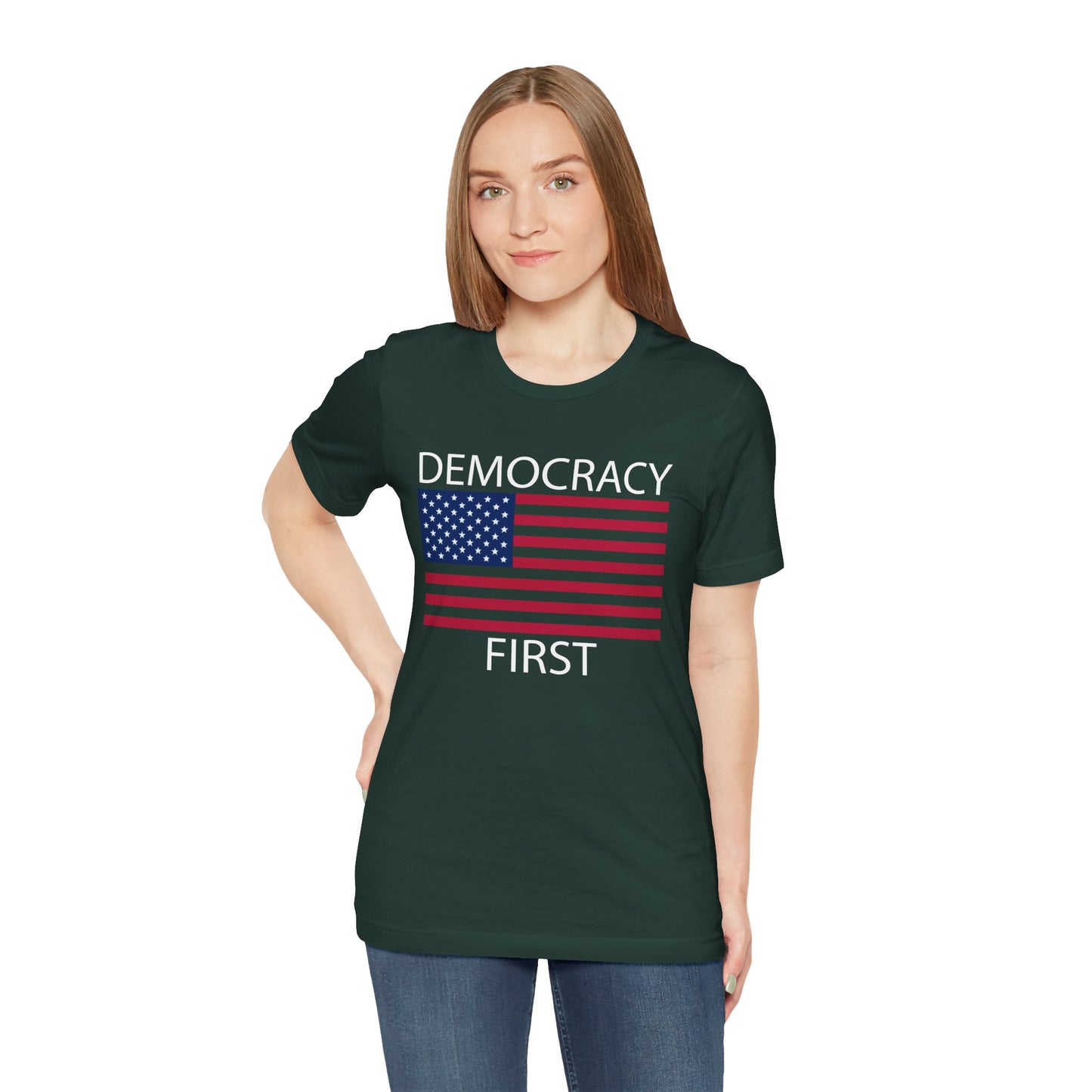Democracy First Short Sleeve Tee w/ Logo